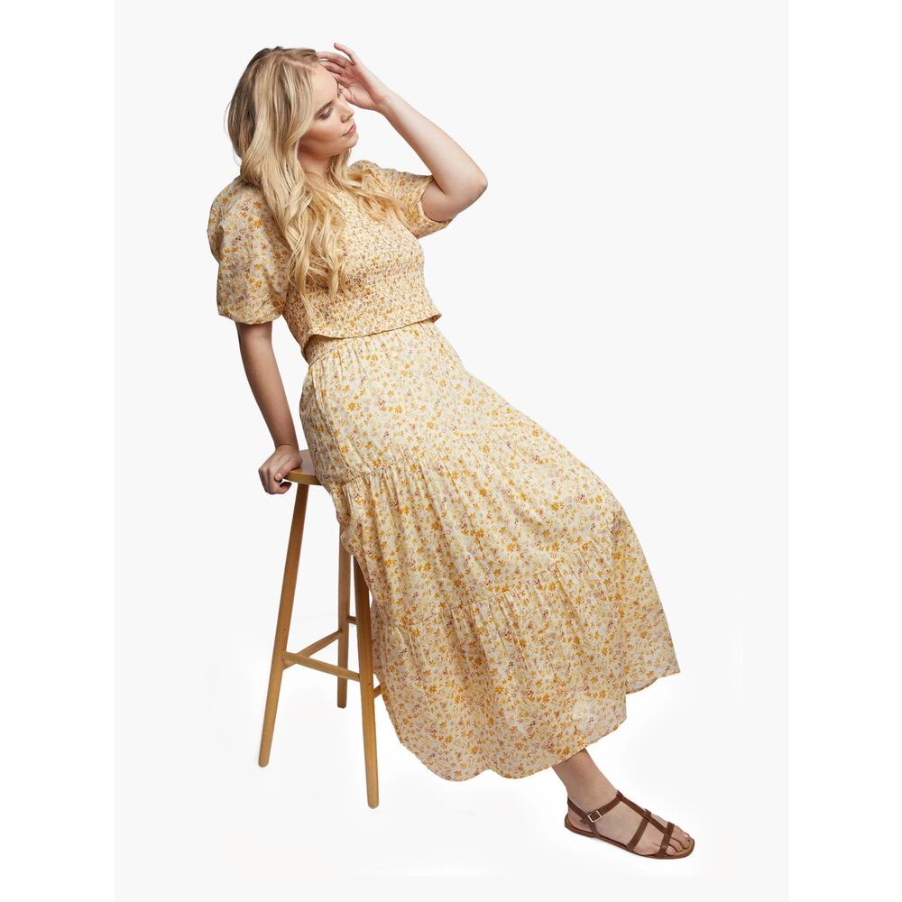 ABLE Harper Tiered Floral Maxi Peasant Skirt Cottagecore Boho Size XXL